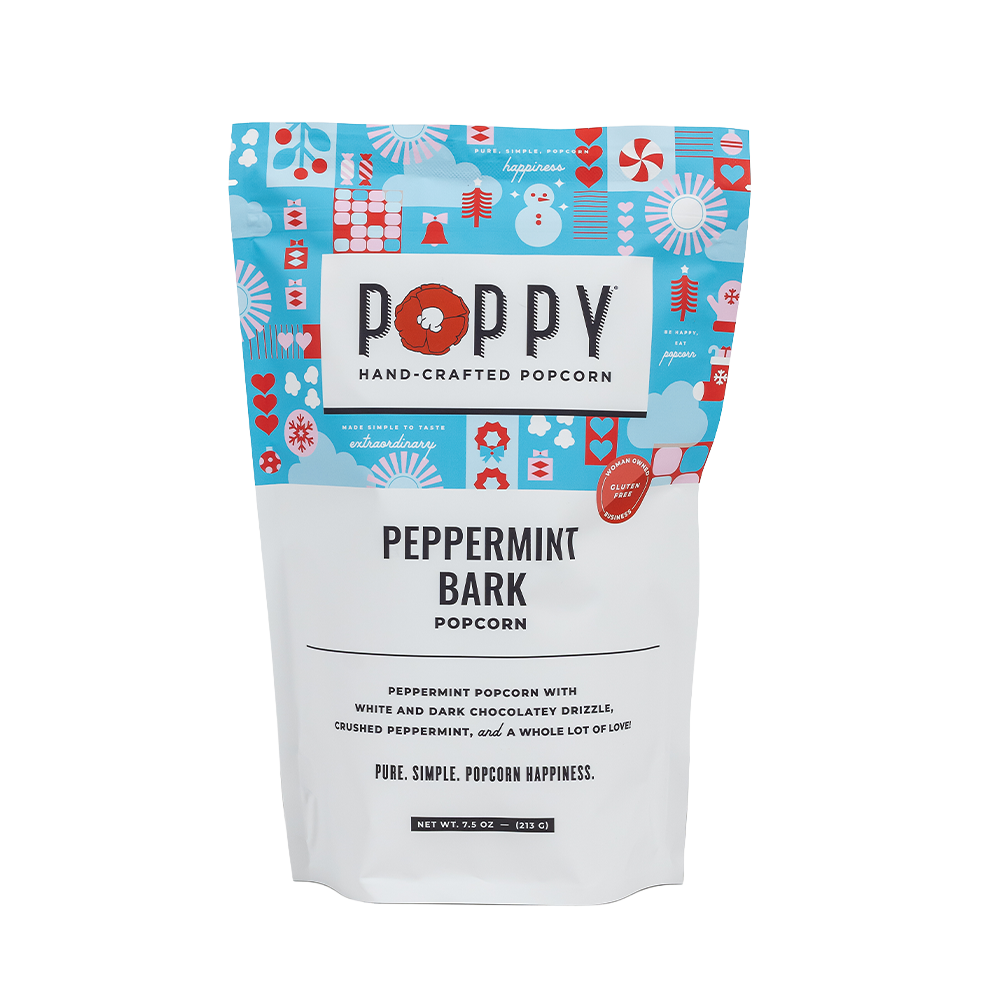 Poppy Peppermint Bark Popcorn