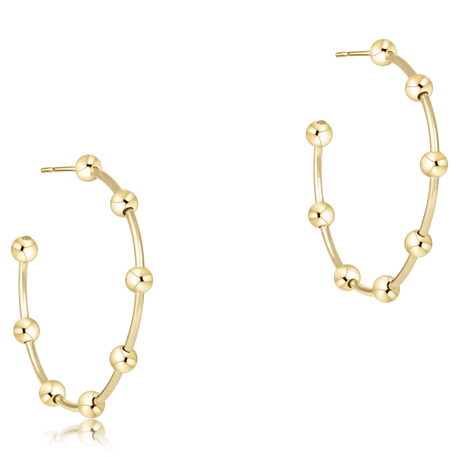 Beaded Simplicity 1.5" Post Hoop - 4mm Gold