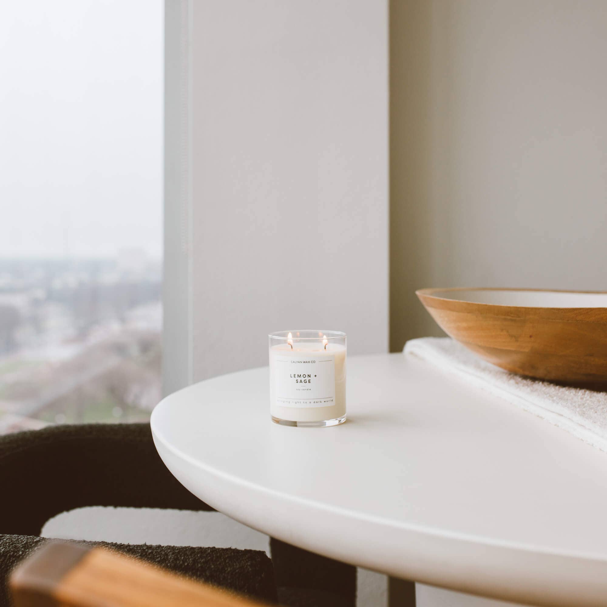 Calyan Lemon + Sage - Glass Tumbler Soy Candle