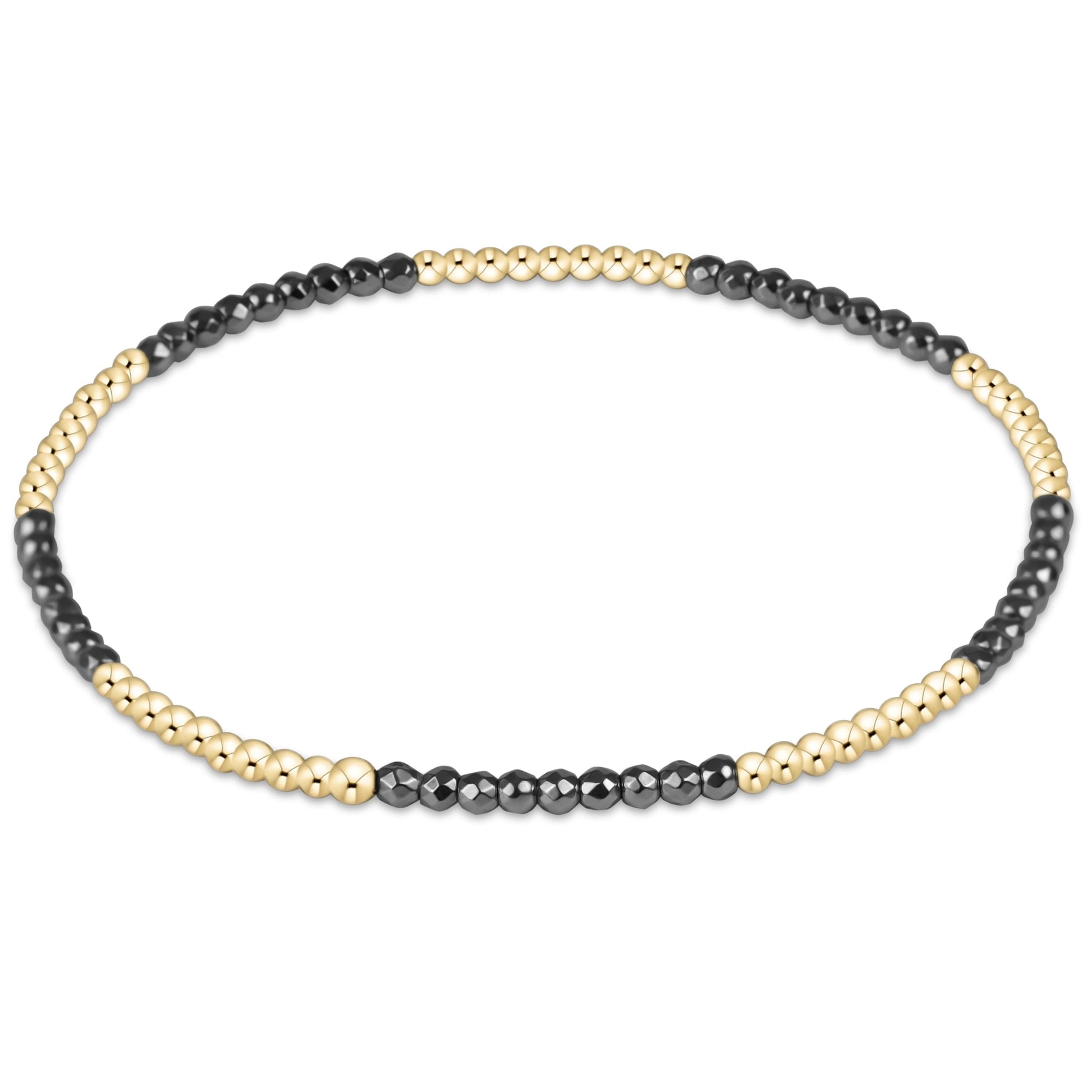 blissful pattern 2mm bead bracelet - silver faceted hematite