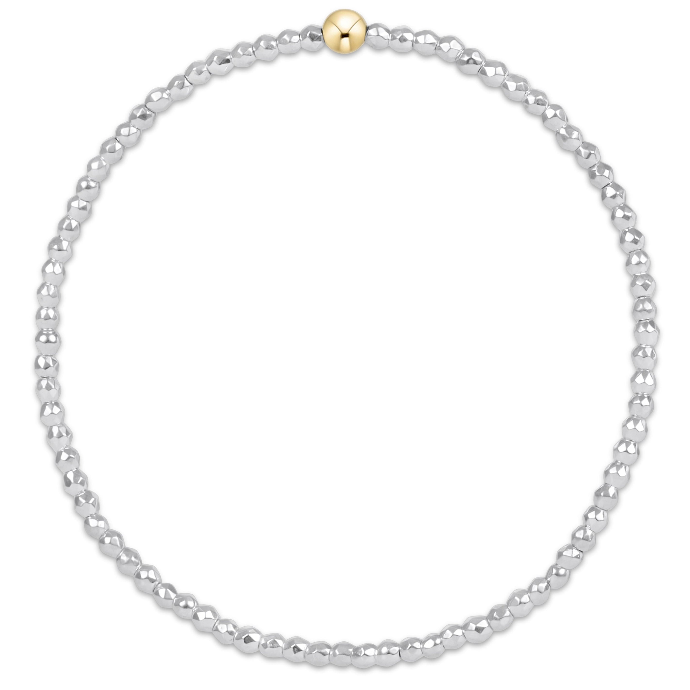 enewton Bright Silver Faceted Hematite 2mm Bead Bracelet