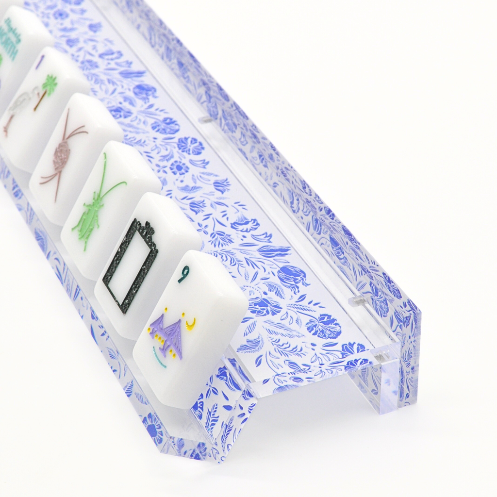 Middle & Main Chinoiserie Mahjong Rack and Pusher, Set of 4