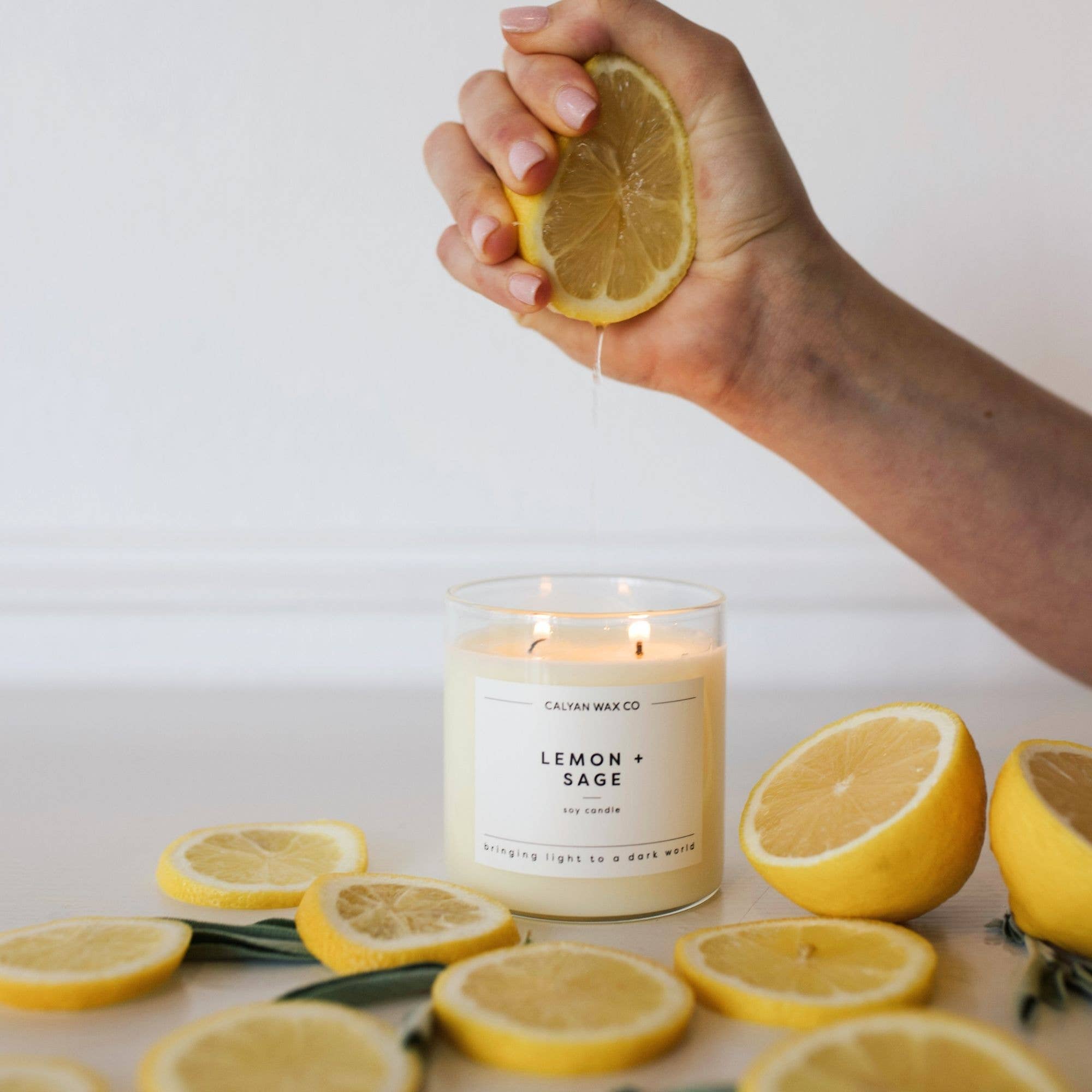 Calyan Lemon + Sage - Glass Tumbler Soy Candle