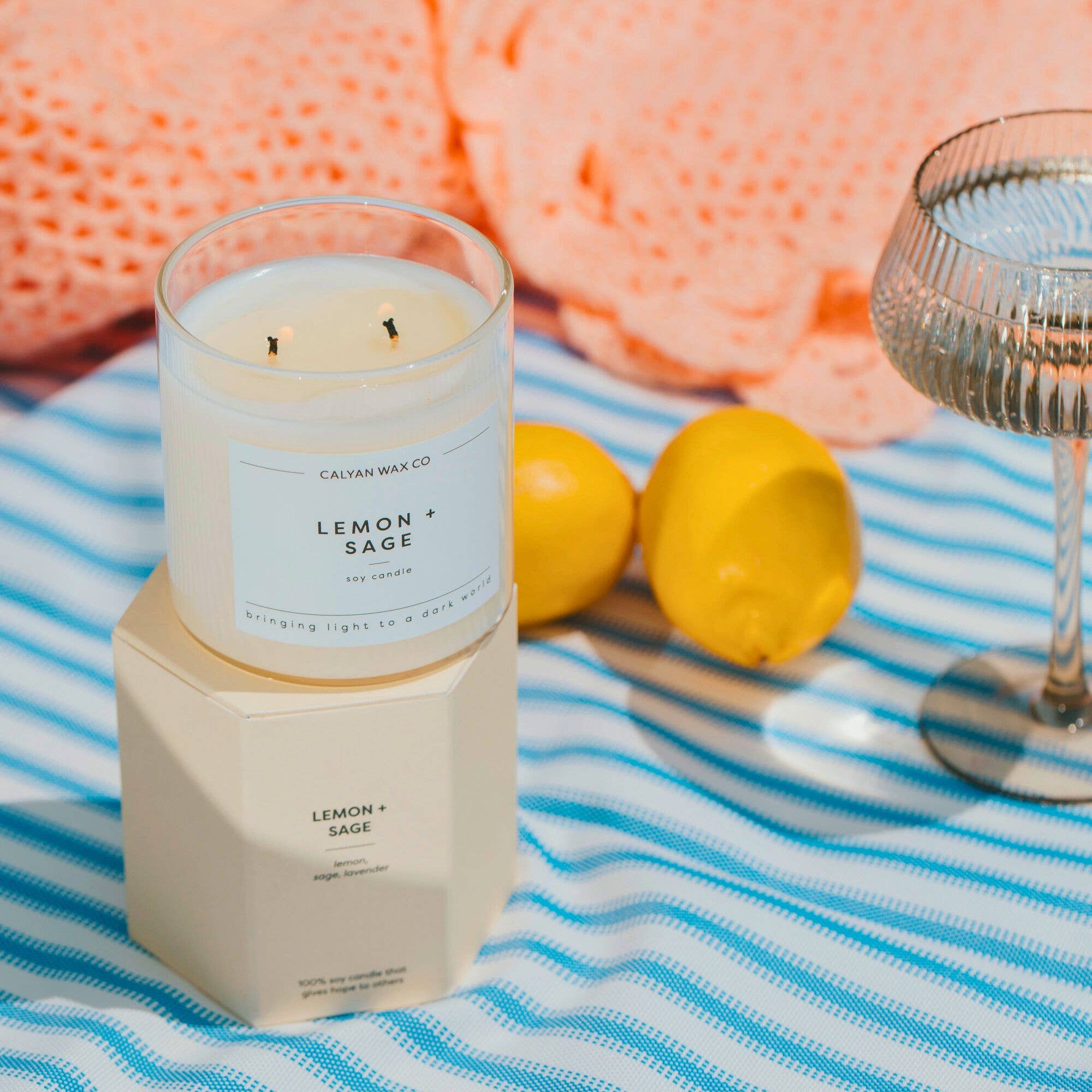 Calyan Lemon + Sage - Glass Tumbler Soy Candle