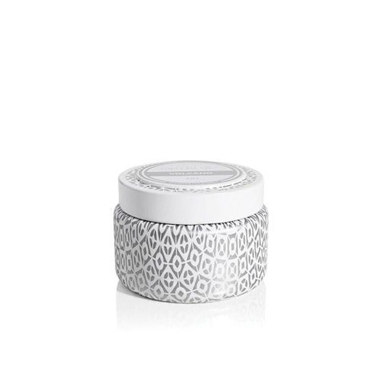 VOLCANO WHITE SIGNATURE PRINTED TRAVEL TIN, 8.5 oz