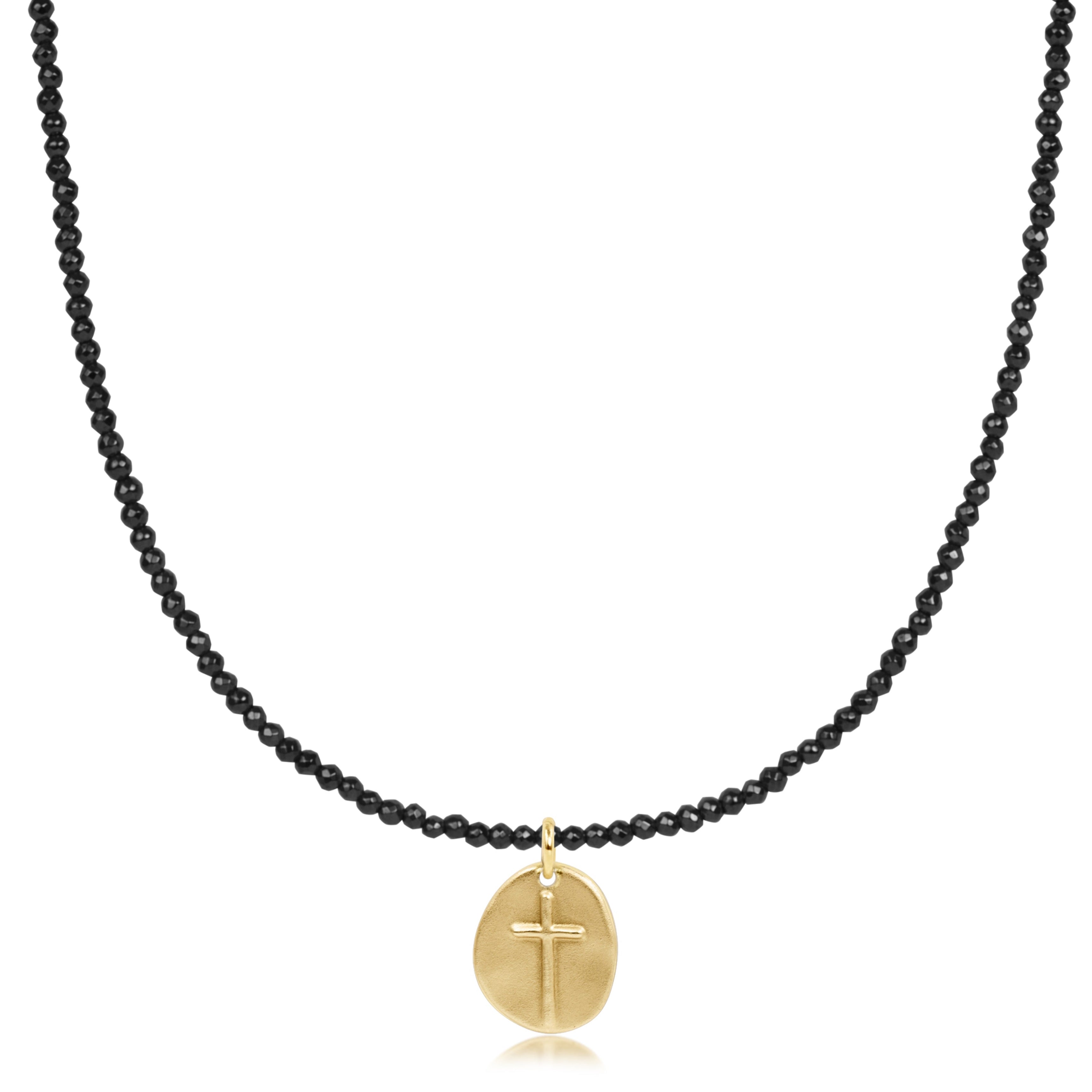 enewton Choker Faceted Hematite 2mm Bead - Inspire Small Gold Charm