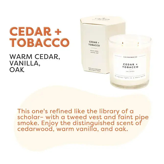 Calyan Cedar + Tobacco - Glass Tumbler Soy Candle