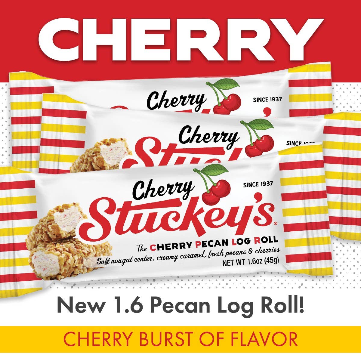 Stuckey's Cherry Log Roll - 1.6 oz. (Single Serve)