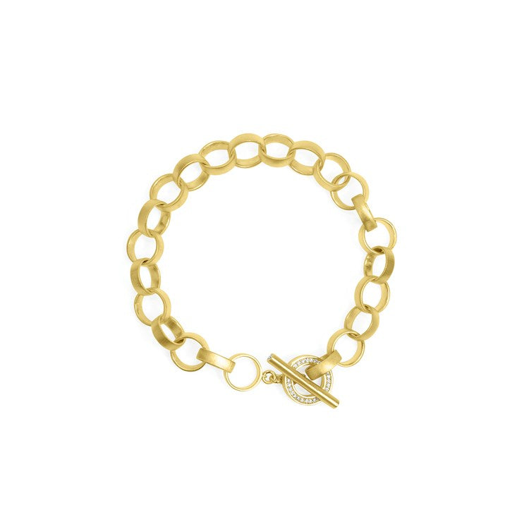 PETIT PAVE STATEMENT CHAIN BRACELET - GOLD/WHITE TOPAZ