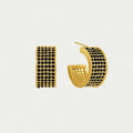 PETIT PAVE THICK HUGGIE HOOPS - GOLD - BLACK CRYSTAL