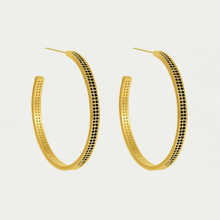 PETIT PAVE MIDI HOOPS - GOLD - BLACK CRYSTAL