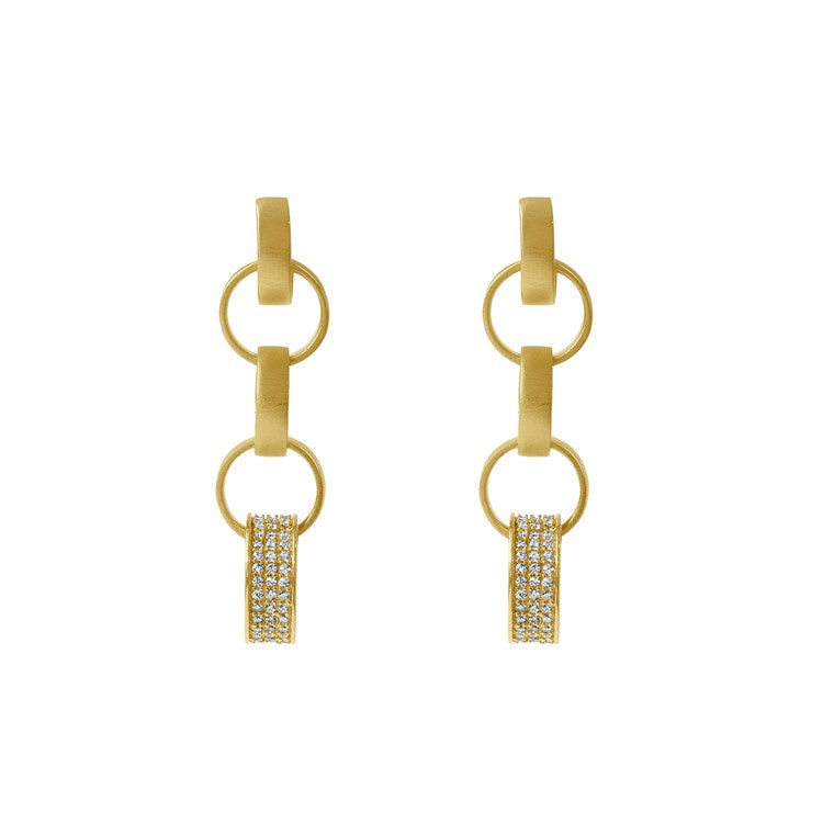 PETIT PAVE STATEMENT EARRINGS - GOLD/WHITE TOPAZ