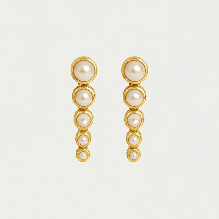 SIGNATURE STATEMENT DROP EARRINGS - GOLD/PEARL