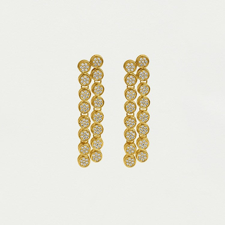 Mirabeau Pave Statement Drop Earrings - Gold - Whi