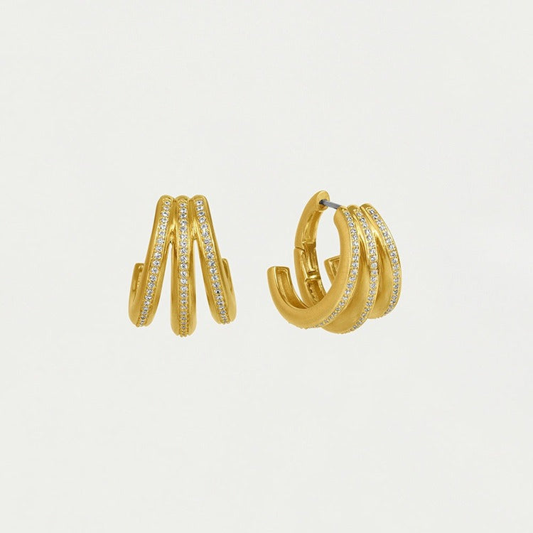 DAUPHINE PAVE HOOP EARRINGS - GOLD - WHITE TOPAZ