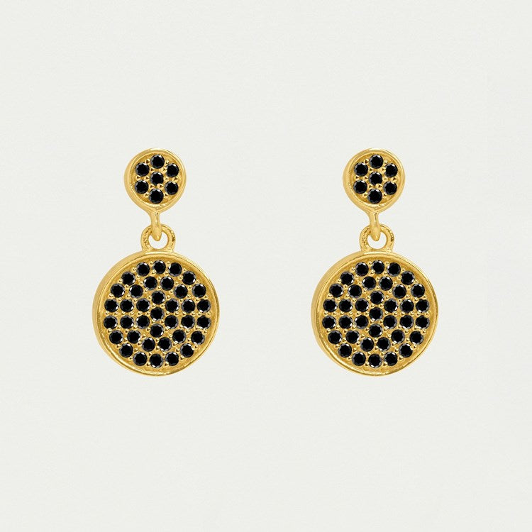 PETIT PAVE DROPLET EARRINGS - GOLD - BLACK CRYSTAL