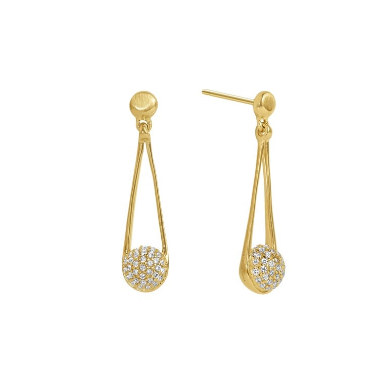 SIGNATURE PAVE MINI IPANEMA EARRINGS - GOLD/WHITE TOPAZ