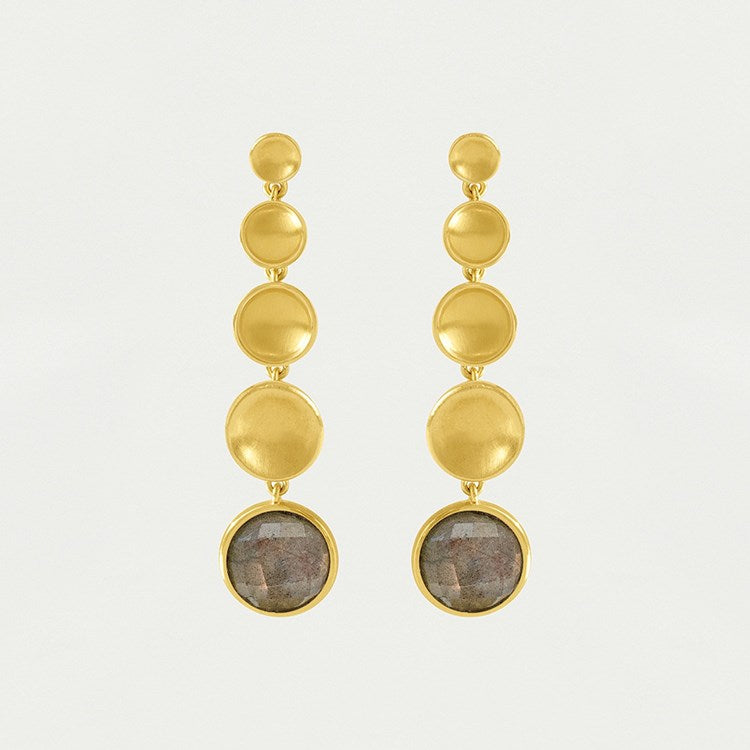 SOL STATEMENT GEMSTONE DROP EARRINGS - GOLD/LABRADORITE