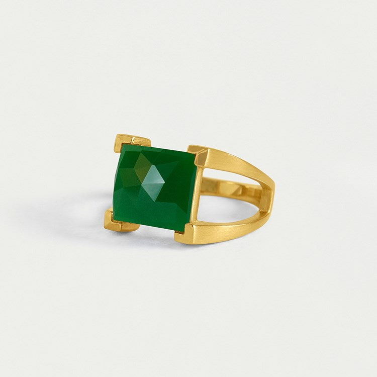 MINI PLAZA RING - GOLD/GREEN ONYX - Size 8
