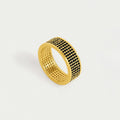 PETIT PAVE THICK STACKING RING - GOLD - BLACK CRYSTAL - Size 7