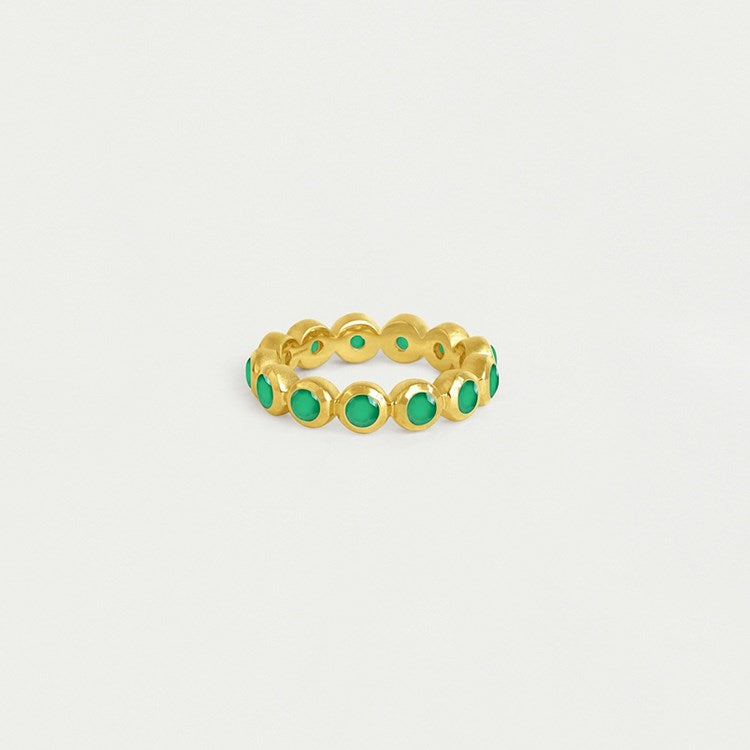 SIGNATURE ETERNITY STACKING RING - GOLD/GREEN ONYX - Size 7