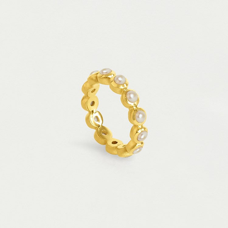 SIGNATURE ETERNITY STACKING RING - GOLD/PEARL - Size 6