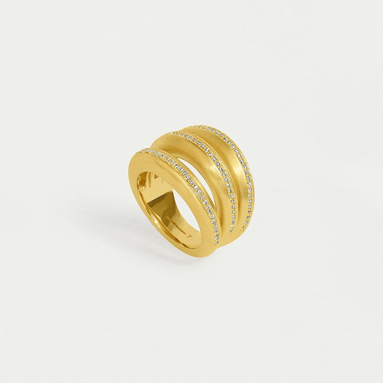 DAUPHINE PAVE STACKING RING - GOLD - WHITE TOPAZ - Size 7