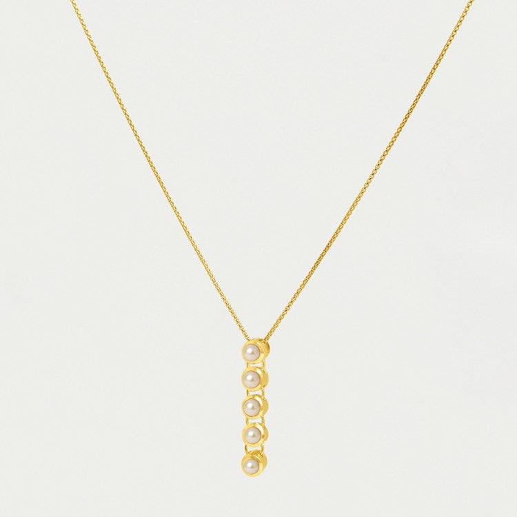 SIGNATURE GEMSTONE DROP NECKLACE - GOLD/PEARL