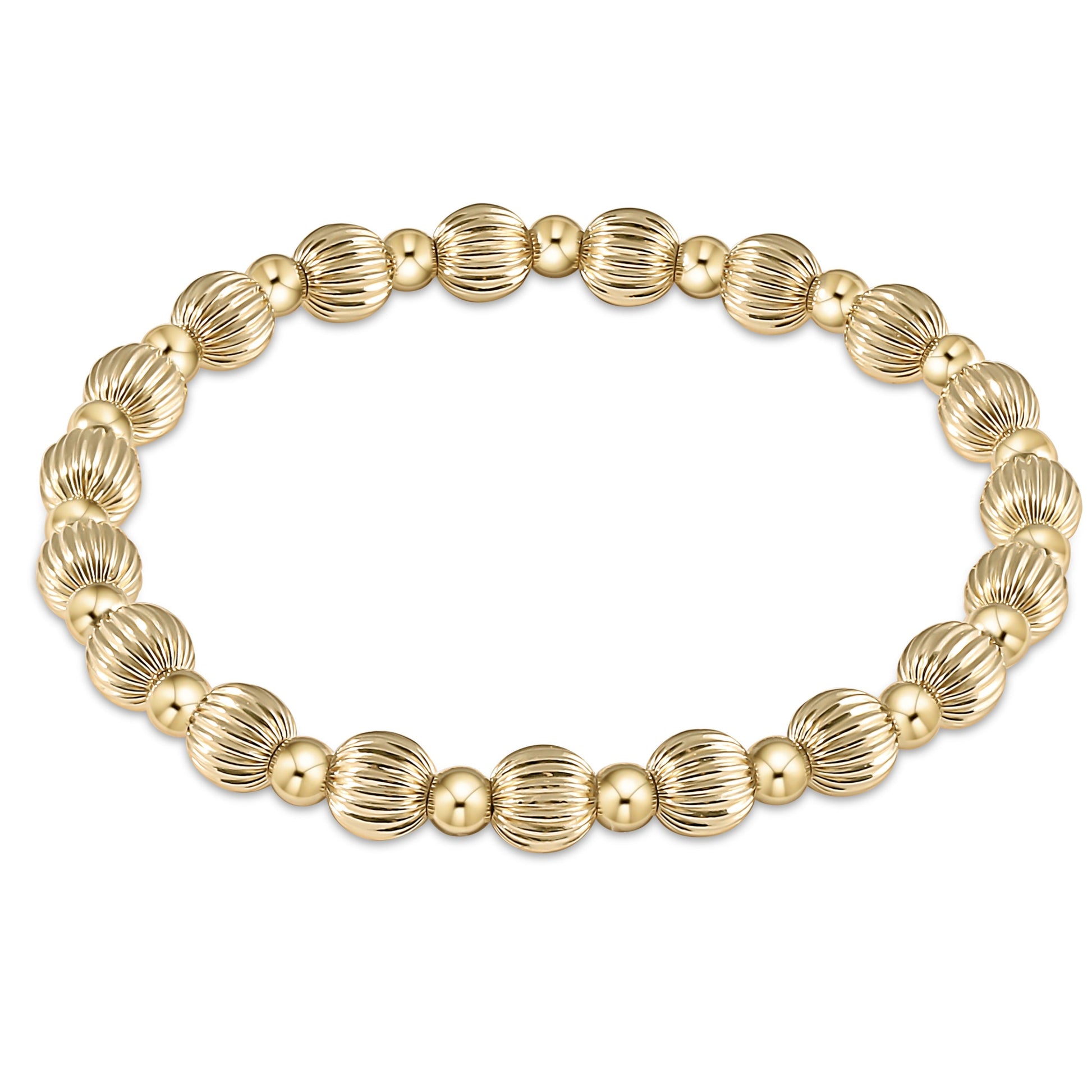 enewton Extends - Dignity Grateful Pattern 6mm Bead Bracelet - Gold