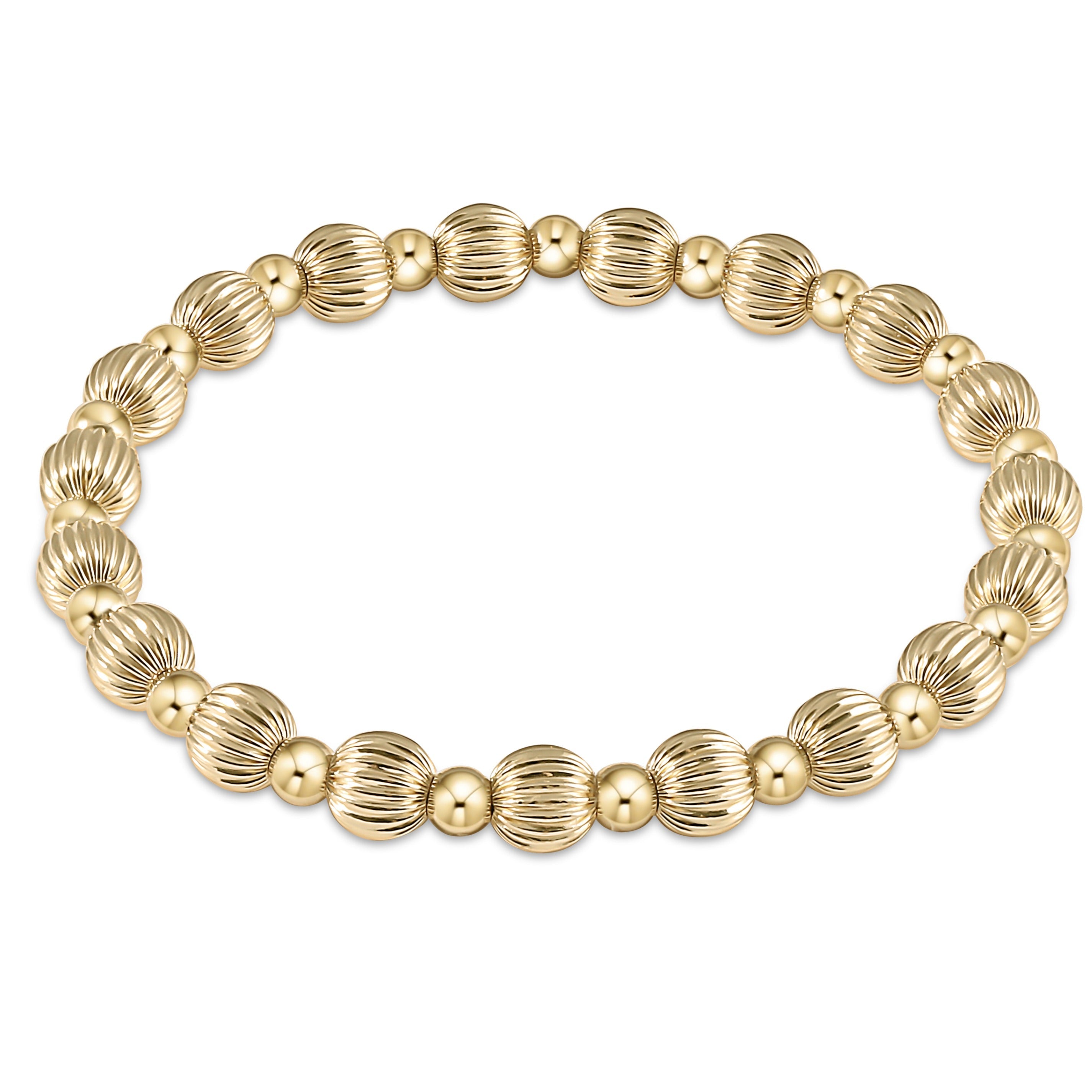 enewton Extends - Dignity Grateful Pattern 6mm Bead Bracelet - Gold