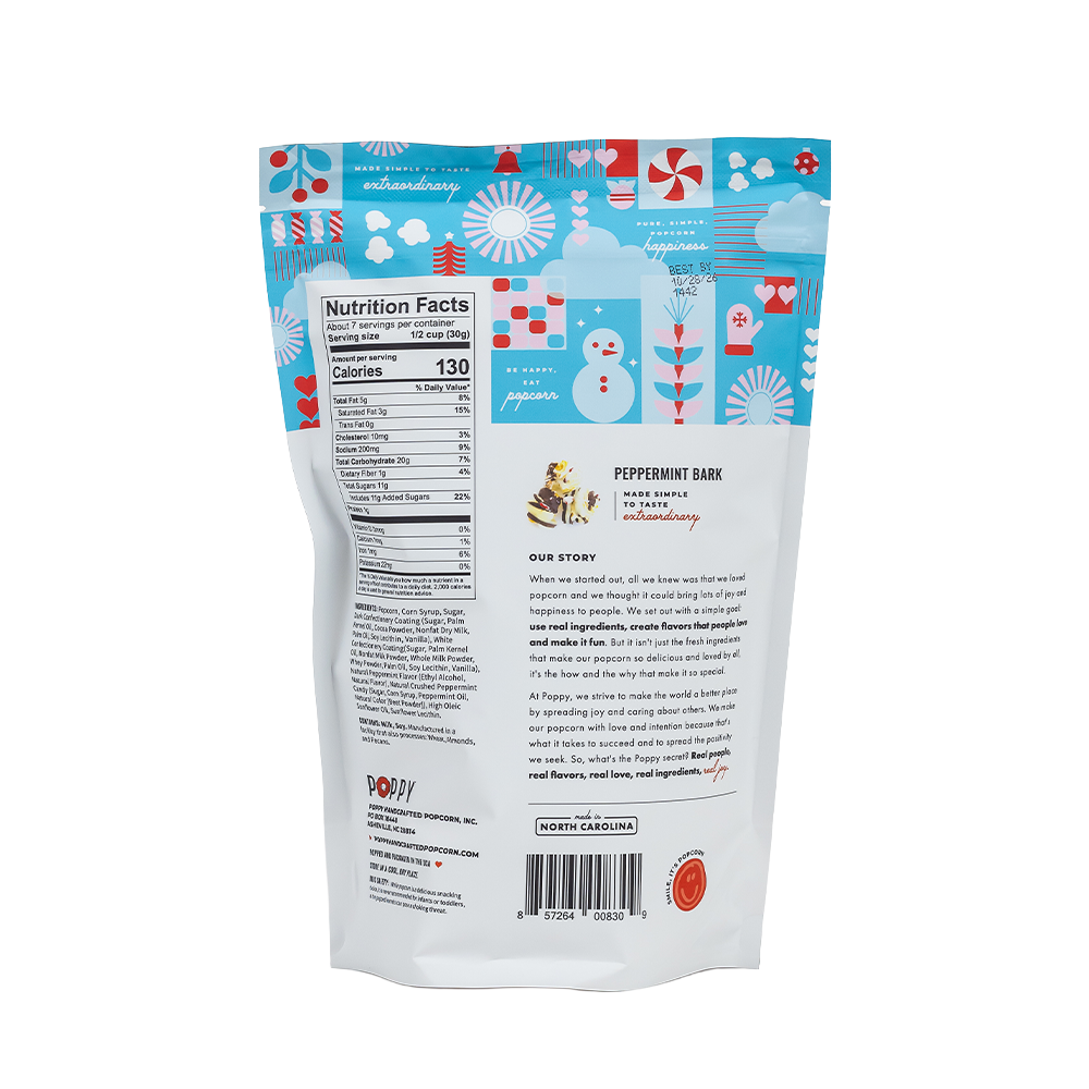 Poppy Peppermint Bark Popcorn