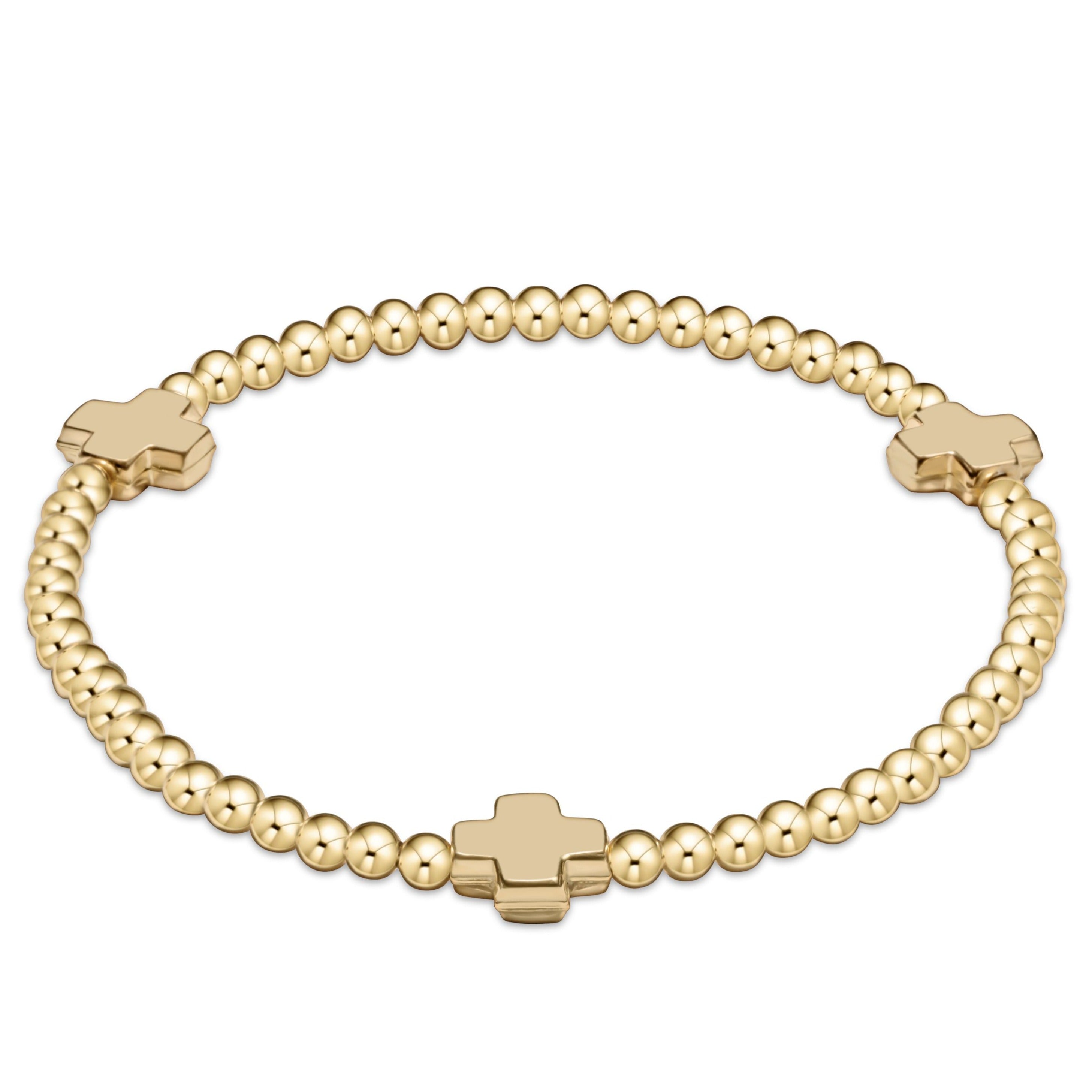 enewton egirl Signature Cross Gold Pattern 3mm Bead Bracelet- Gold