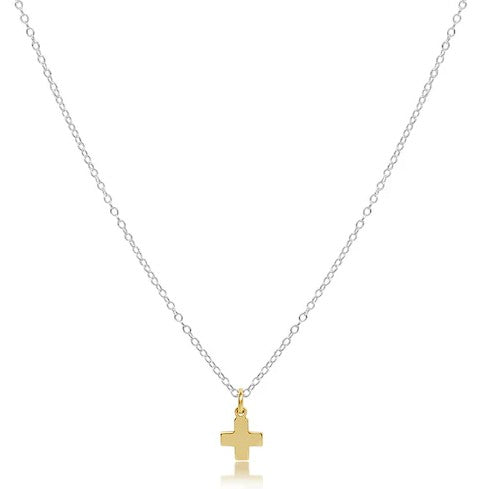 enewton 16" Necklace Sterling Mixed Metal - Signature Cross Gold Charm