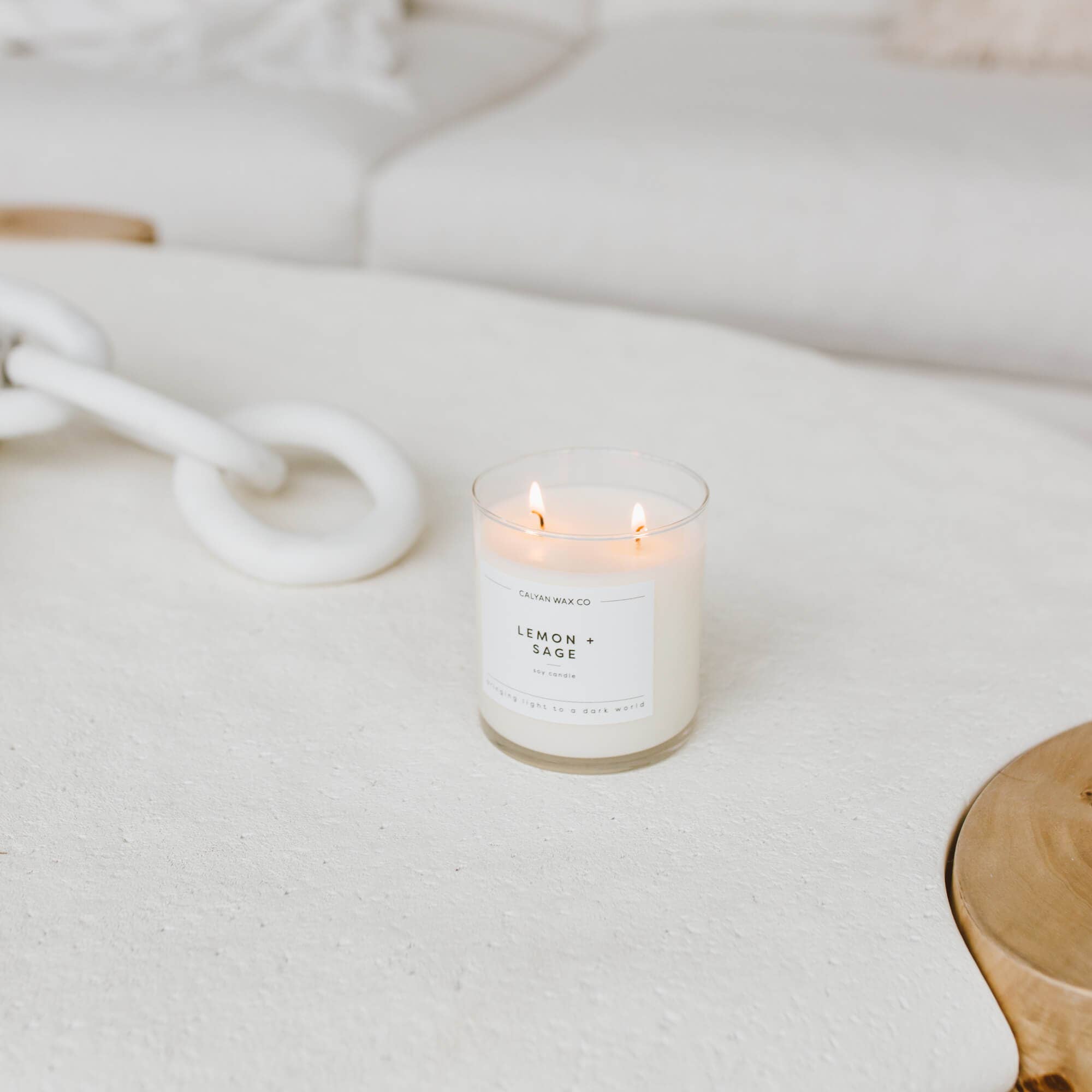 Calyan Lemon + Sage - Glass Tumbler Soy Candle