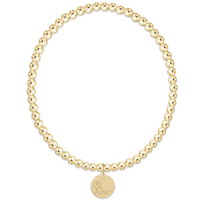 enewton eCOLLEGIATE Classic Gold 3mm Bracelet - Ole Miss Disc