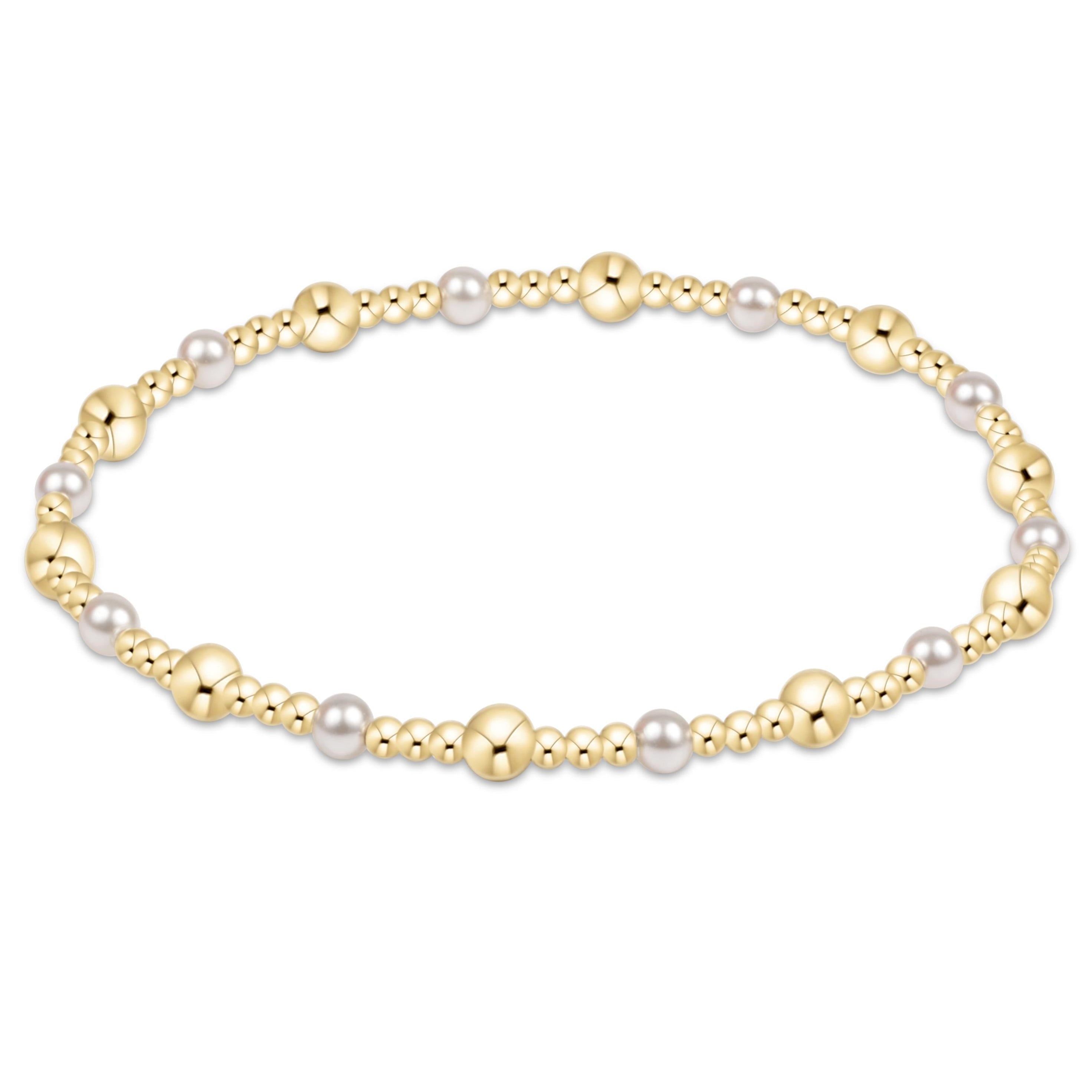 enewton Classic Gold Sincerity Pattern 4mm Bead Bracelet - Pearl
