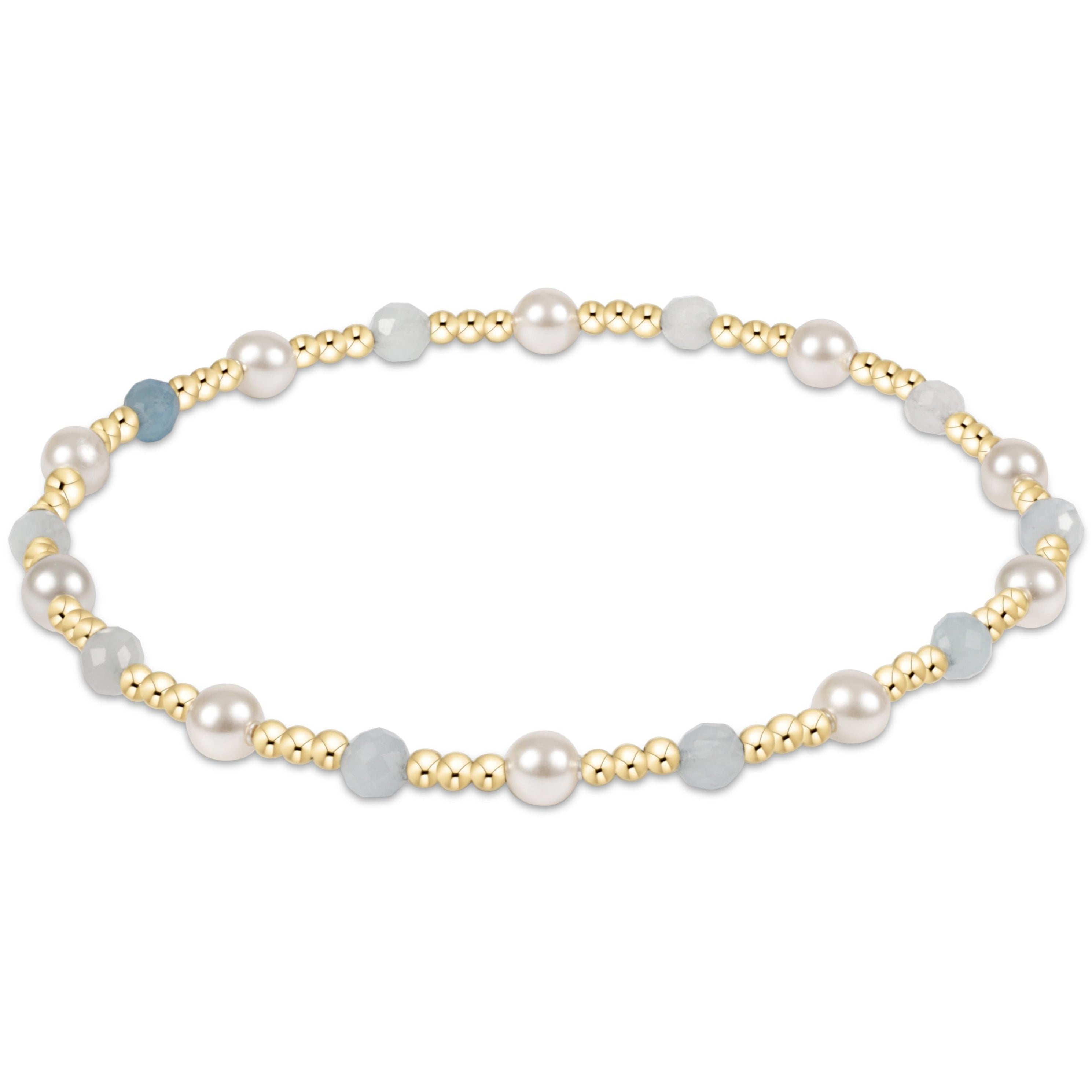 enewton Pearl Sincerity Pattern 4mm Bead Bracelet - Aquamarine