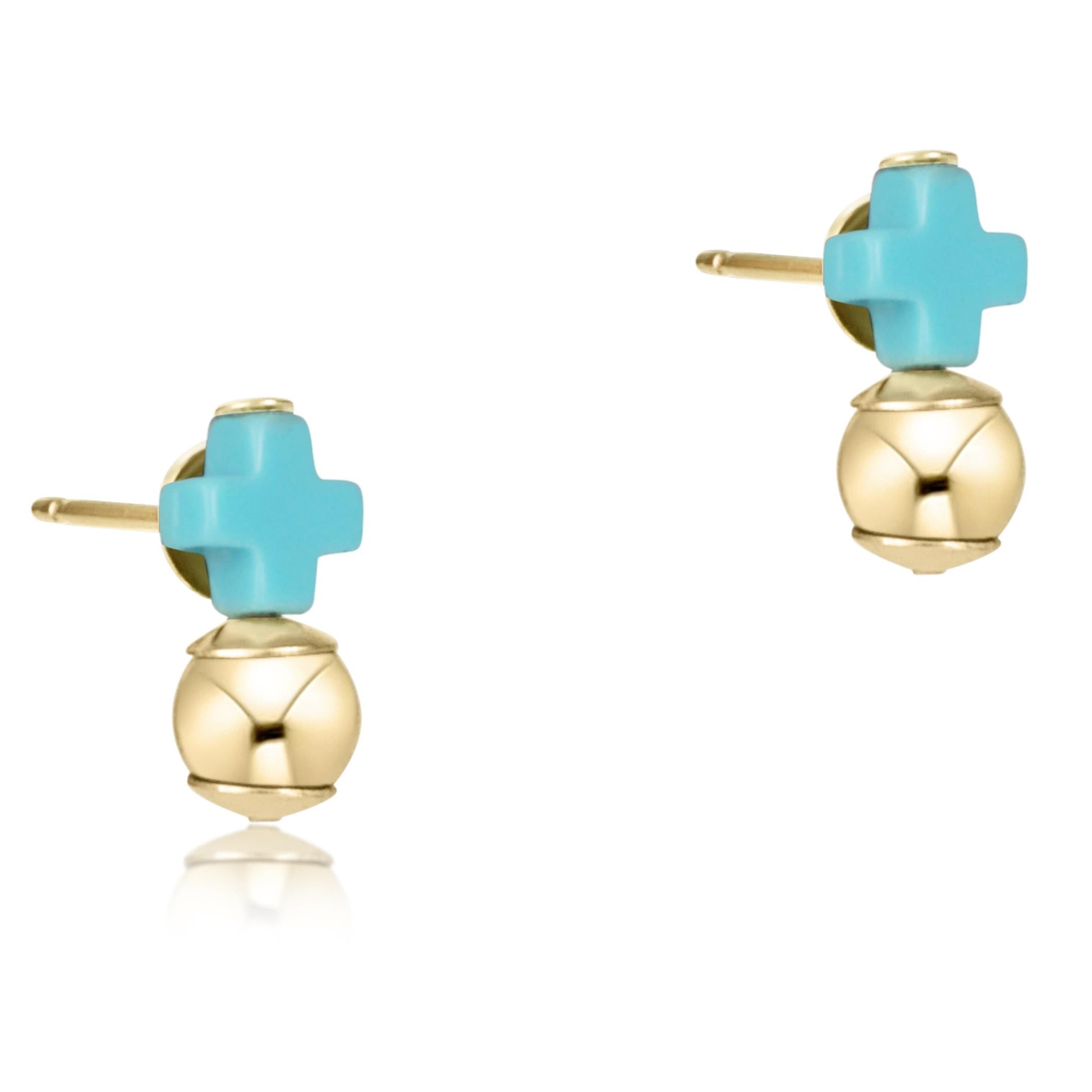 enewton Signature Cross Turquoise Stud - Gold