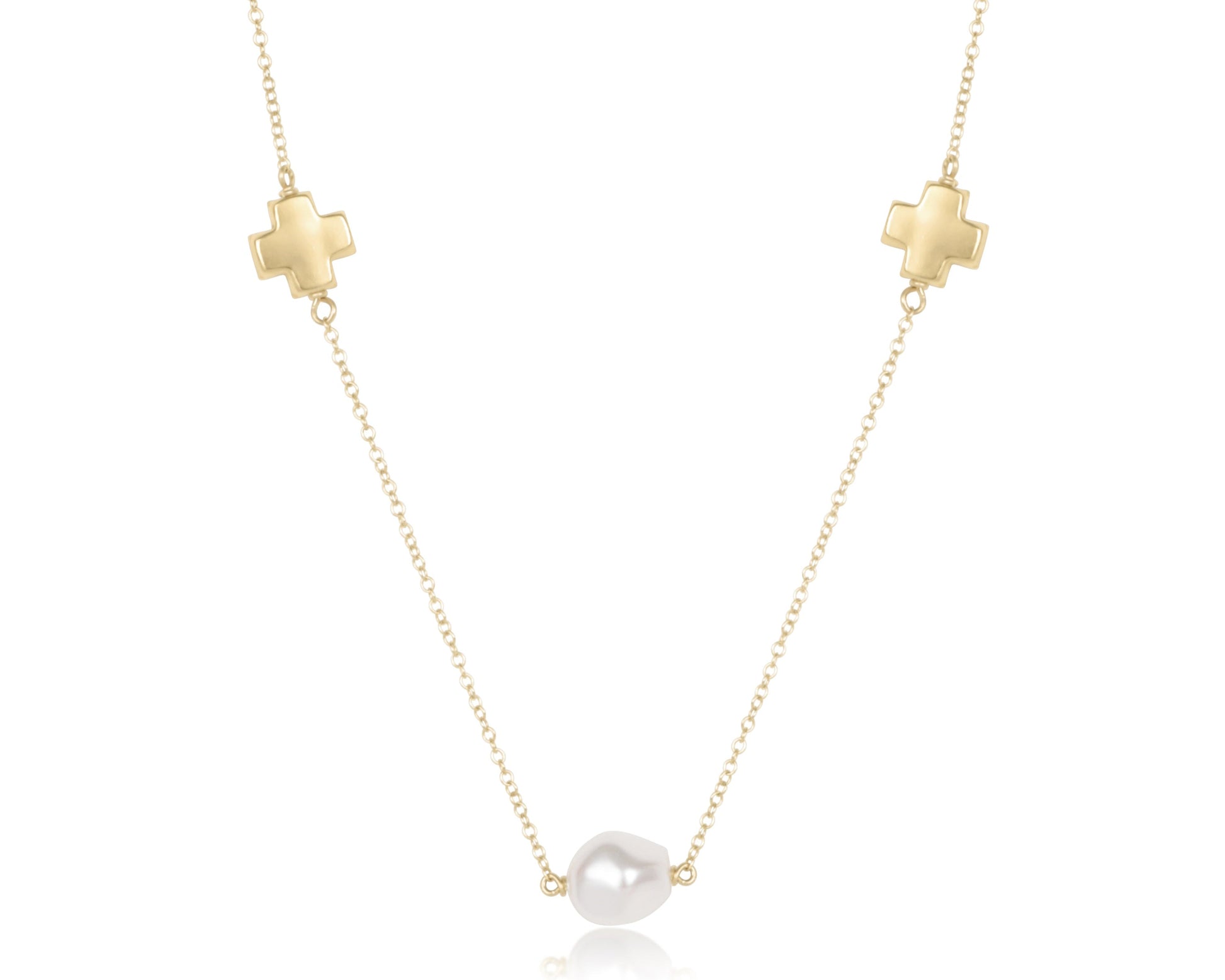 Choker Signature Cross Admire Simplicity Chain Gold - Pearl