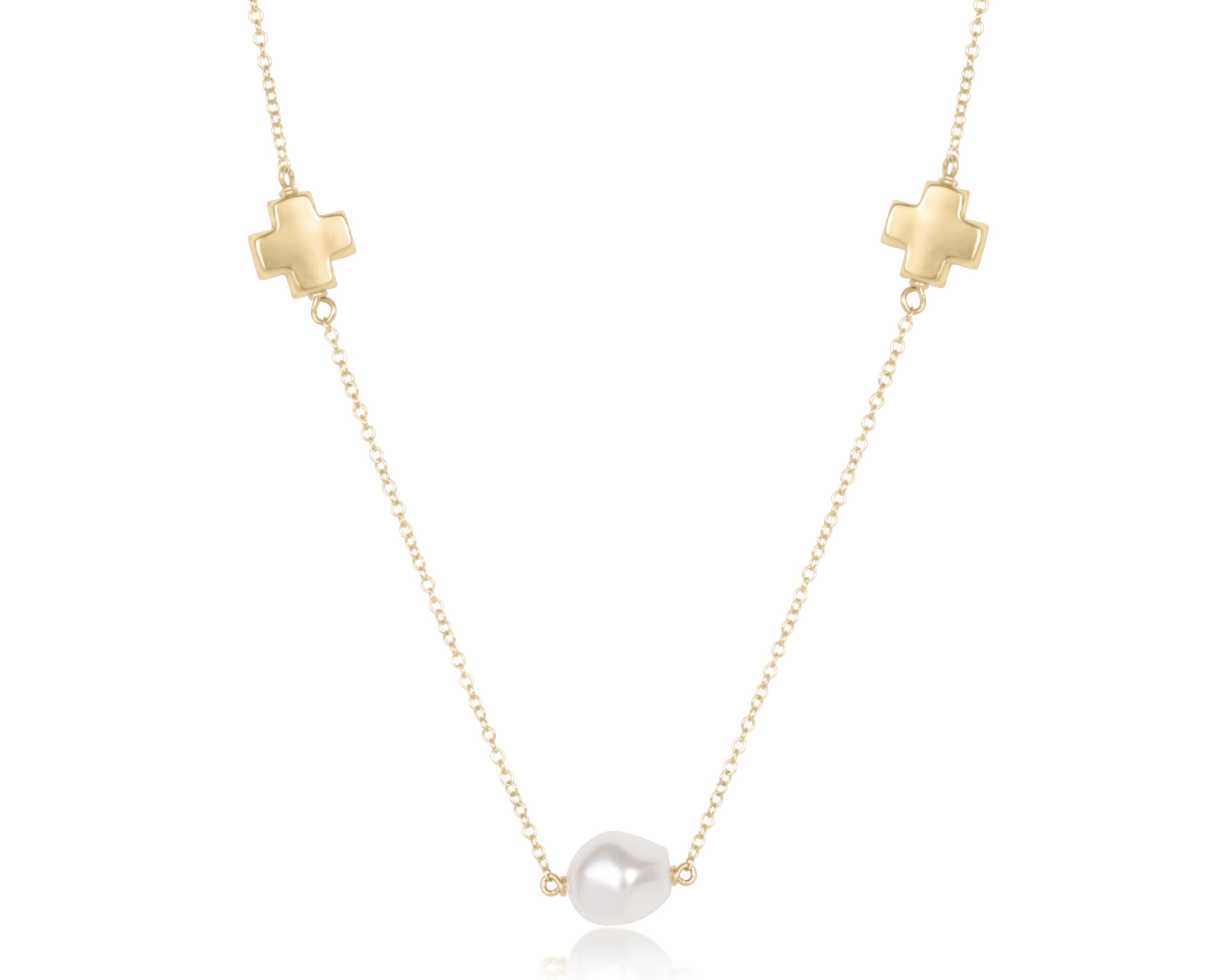 enewton Choker Signature Cross Admire Simplicity Chain Gold - Pearl
