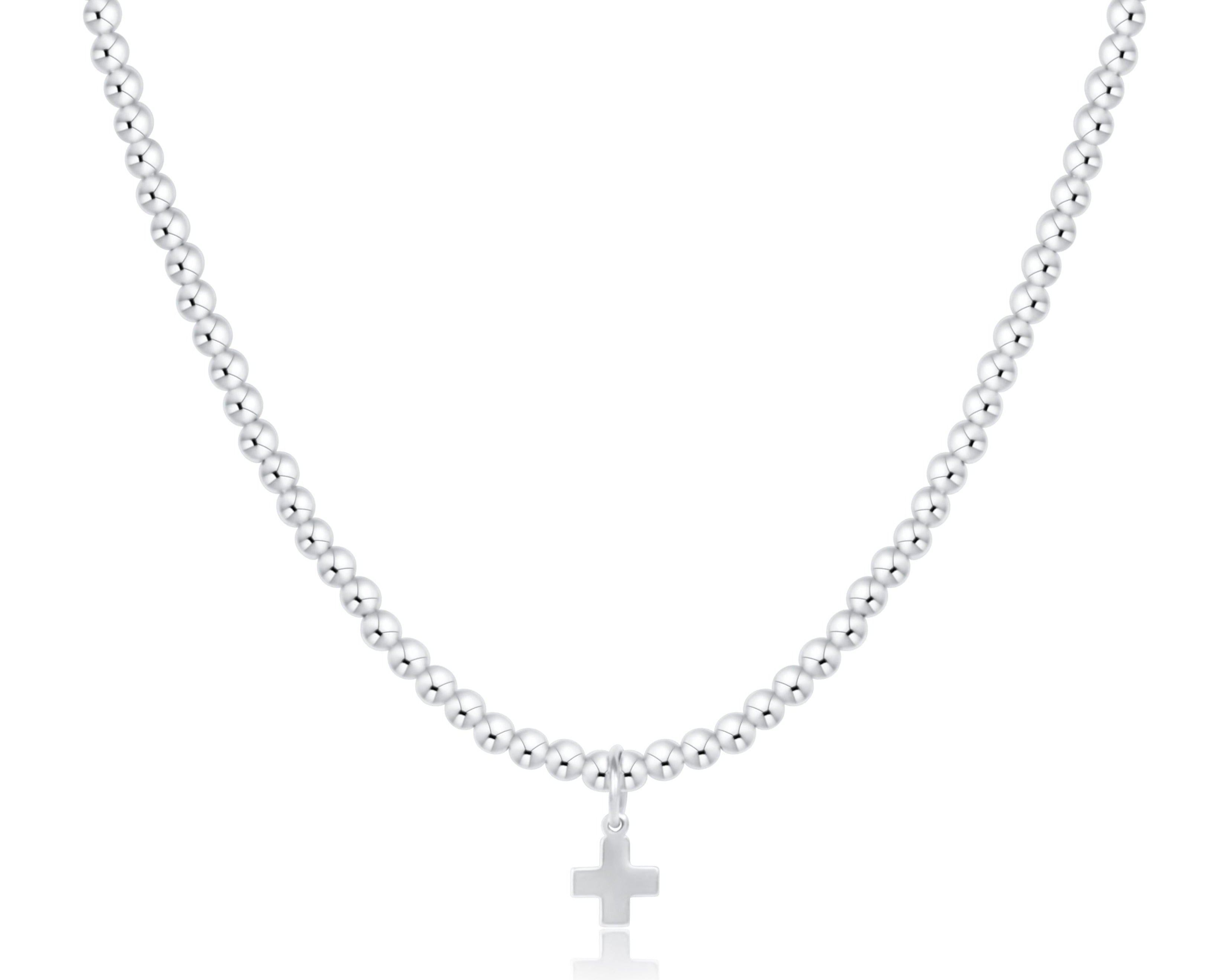 enewton 17" Choker Classic Sterling 3mm Bead - Signature Cross Sterling Charm